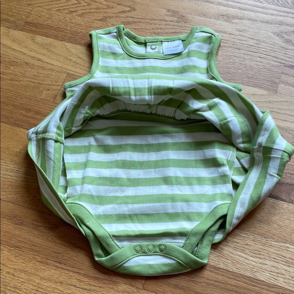 Hanna Andersson - Baby Sleeveless Skirted Bodysuit in Leaf Green Ecru - Picture 8 of 8